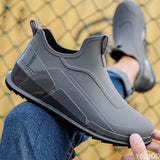 Niulatu Men's Outdoor Non-slip Hiking Shoes Shaxi Fishing Rain Boots Black Work Shoes Durable Waterproof Rubber Fishing Shoes DJSE