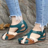 Niulatu Women's Sandals Wedge Buckle Strap Sandals Female Retro Casual Sewing Women Shoes Flats Platform Retro Sandalias Plus Size DJSE