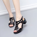 Niulatu Summer Women Sandals Jelly Shoes Open Toe Roman Sandals Non-slip Beach Shoes Crystal Shiny Thick Heel Plastic Retro DJSE