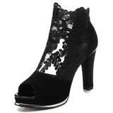Niulatu prom wedding shoes Sandals with coarse heels spring and summer new European American waterproof mesh gauze shoes359 DJSE