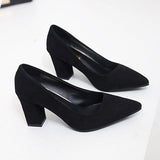 Niulatu Mary Janes New Women OL high heels Black Flock Women Pumps Female Platform Winter Thick with Autumn Round Single Shoes DJSE