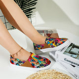 Niulatu Graffiti Women Flat Shoes Shallow Thick Bottom Casual Canvas Female Footwear Spring Slip On Women's Shoes Plus Size 2025 DJSE