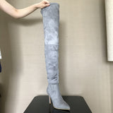 Niulatu Brand Stretch Suede Leather Thigh High Heels boots Women Winter Boots Stiletto Heels Sexy Over the Knee Boots Female Shoes DJSE