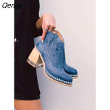 Niulatu Women Ankle Boots 2025 Leather Shoes Low Heel Cool British Embroidered Design Soft Short Boots Party Woman Footwear Crystal Heel DJSE