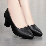 Niulatu Women Mid Square Heel Shoes Pumps Black PU Office Lady Spring Non Slip Fashion Mother Oxford Shoe Zapatos Mujer DJSE