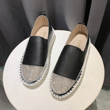 Niulatu Size 36-43 Casual Rivet Single Shoes Women's 2025 Spring New Rhinestone Lefu Shoes Flat Bottomed Fashionable Women's Shoes DJSE