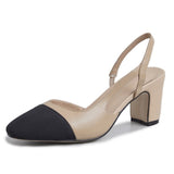 Niulatu Low Heels Real Leather Slingbacks Shoes Women Square Toe Pumps Thick Heel Shoes Brand Design Lady Footwear 2025 Size 40 DJSE