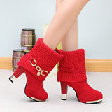 Niulatu Women's boots high-heeled female boots 2025 winter new thick with shoes frosted wool in the Women's shoes Wedding DJSE