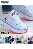Niulatu Women Fashion Platform Low-top Women Single Shoes Thick-soled Candy Color Flats Female Canvas Shoes 2025 DJSE