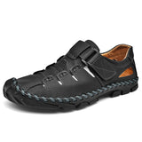 Niulatu Summer Sandals Men Breathable Leather Shoes Man Retro Outdoor Men Sandals Antiskid Beach Sandals Hollow Shoes Footwear DJSE