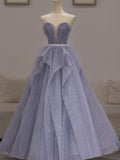 Niulatu tulle sequin long prom dress purple sequin evening dress HZ1110
