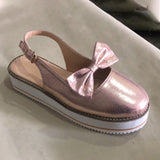 Niulatu Women Bowtie Platform Flat Loafer Summer Shoes Ladies Slip On Cover Heel Shoes Female Sewing Woman Fashion Footwear Plus Size DJSE