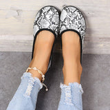 Niulatu New Ladies Loafers Fashion Women Shoes Retro Round Toe Snake Pattern Light Slip on Flat Casual Shoes Outdoor Walking Shoes DJSE