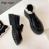 Niulatu Boussac Black Punk Platform Women Loafers Round Toe Chunky Heel Vintage Shoes Women Slip on High Heel Women Pumps DJSE