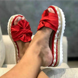 Niulatu Women Slippers Platform Wedge Sandals Fashion Bow Peep Toe Beach Outdoor Ladies Walking Shoes Plus Size Zapatilla Mujer DJSE