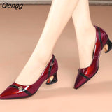 Niulatu Women's Luxury Shoes Elegant Middle Heels Party PU Leather Pointed Pumps Ladies Wedding Shoes Bride Summer Work Soft Sole Autumn DJSE