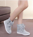 Niulatu autumn round head high-top belt buckle decoration front lace-up canvas shoes breathable women's shoes 2025 DJSE
