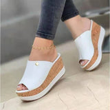 Niulatu Women's Casual Slippers Vintage Fish Mouth Platform Wedge Sandals Slip-on Fashion Flat Beach Shoes Chaussure Ete Femme DJSE