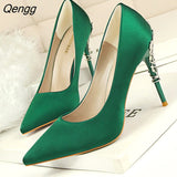 Niulatu Women pumps Sexy Pointed toe Luxury Metal high heels shoes woman Spring Summer Women party wedding shoes High heels Zapatos DJSE
