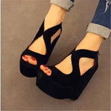 Niulatu Shoes Woman Casual Women Fish Mouth Non-slip Platform Wedge High Heels Black Clog Sexy Thick Bottom Women's Sandals 39 DJSE