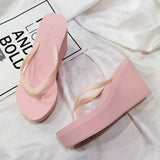 Niulatu Women Summer Shoes Woman 2025 Wedge Rubber Flip Flops Heeled Mules Candy Colors Platform Female Beach Slippers White 39 DJSE