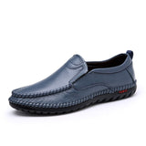 Niulatu Leather Men Shoes Summer Slip On Loafers Men Casual Leather Shoes Blue Flats Hot Sale Driving Shoes Moccasins DJSE