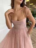 Niulatu Tulle Dusty Pink Prom Dress Short With HZ1007