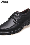 Niulatu Shoes Men Winter Shoes Brand Loafers Warm Plush Leather Loafers Mens Casual Shoes Male High Quality Black A444 DJSE