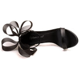 Niulatu Woman Sweet Bow Knot Elegant Ankle Strap Party Sandals Black Thin High Heels White Wedding Shoes Open Toe DJSE