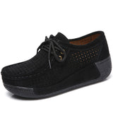 Niulatu Women Casual Shoes Genuine Leather Holes Platform Women Sneakers Shoes Cutout Suede Slip On Shoes Woman WSH3351 DJSE