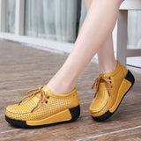 Niulatu Women Casual Shoes Genuine Leather Holes Platform Women Sneakers Shoes Cutout Suede Slip On Shoes Woman WSH3351 DJSE