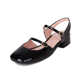 Niulatu Flats Vintage Square Toe Buckle Band Women Casual Loafers Flat Shoes Woman Ballerina Slip On Shallow Solid Moccasins DJSE