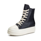 Niulatu Sneakers Women Round Toe Leisure Outwear Black Casual Shoes Platform Lace-Up Trainers Handmade Sapatos Feminina DJSE