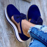 Niulatu Women Bowtie Platform Flat Loafer Summer Shoes Ladies Slip On Cover Heel Shoes Female Sewing Woman Fashion Footwear Plus Size DJSE