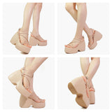 Niulatu Women Brand Platform Sandals Shoes Strappy Heels Wegdes Heeled Shoes Design Punk Cool Chunky Buckle Casual Black White Shoes DJSE