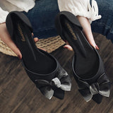 Niulatu Women Shoes Butterfly-knot Pumps Summer Drill Ladies Pointed Toe Shallow Jelly Shoes Low Heel Office Female Footwear DJSE