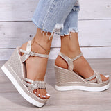 Niulatu Women Summer Wedge Heel Sandals Platform Sandals Strap Open Toe Chunky Bottom Casual Shoes 2025 gold silver pink sandals 10cm DJSE