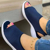 Niulatu Women Summer Shoes 2025 Mesh Fish Platform Sandals Women's Closed Toe Wedge Sandals Ladies Light Casual Shoes Zapatillas Muje DJSE