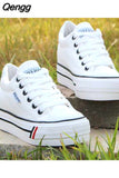Niulatu Women Inner Height Increasing Canvas Wedge Shoes Trainers Female Sneakers Woman Casual Thick Bottom Sneaker Tennis DJSE