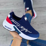 Niulatu Women Fashion Vulcanized Sneakers Platform Solid Color Flats Ladies Shoes Casual Breathable Wedges Ladies Walking Sneakers DJSE