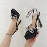 Niulatu Glitter Rhinestones Women Pumps Crystal bowknot Satin Summer Lady Shoes Genuine leather High heels Party Prom Shoes DJSE