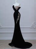 Niulatu Luxurious Velvet Beaded Evening Dress Long Prom Dress HZ1007