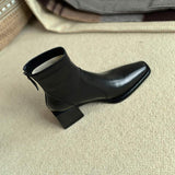 Niulatu Big Size 43 Cow Leather High Heels Winter Shoes Classics Chelsea Boots Square Toe Zipper Concise Dating Ankle Boots DJSE