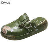 Niulatu Outdoor Printing Baotou Wedges Slippers Women's Roman Platform Shoes Comfort Summer Size 43 Women's Sandals DJSE