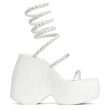 Niulatu Women Brand Platform Sandals Shoes Strappy Heels Wegdes Heeled Shoes Design Punk Cool Chunky Buckle Casual Black White Shoes DJSE