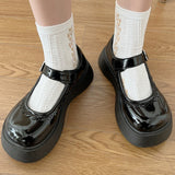 Niulatu Leather Platform Mary Janes Shoes Women Buckle Straps Thick Bottom Pumps for Woman Cute Round Toe Lolita Shoes DJSE