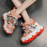 Niulatu New Lady Platform Chunky Sandals Lace Up Buckle Punk Cool Women's Sandals Open Toe Casual Summer Sports Shoes DJSE