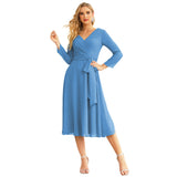 Niulatu Chiffon Bridesmaid Dress V-Back Waist Belt Formal Prom Gown Mother of The Bride Wedding HZ1007