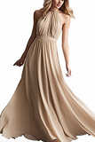 Niulatu Halter Chiffon Long Prom Dress with Elegant HZ1007