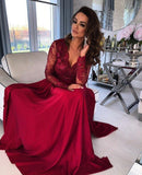 Niulatu Sleeve Appliques Prom Dress, A Line Prom Dresses, Split Slit Evening Dress HZ0113